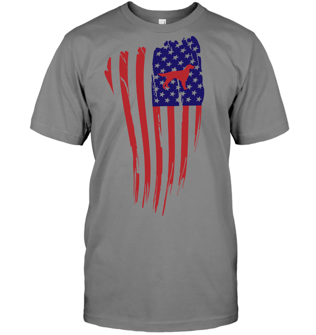 American Flag with Irish Setter